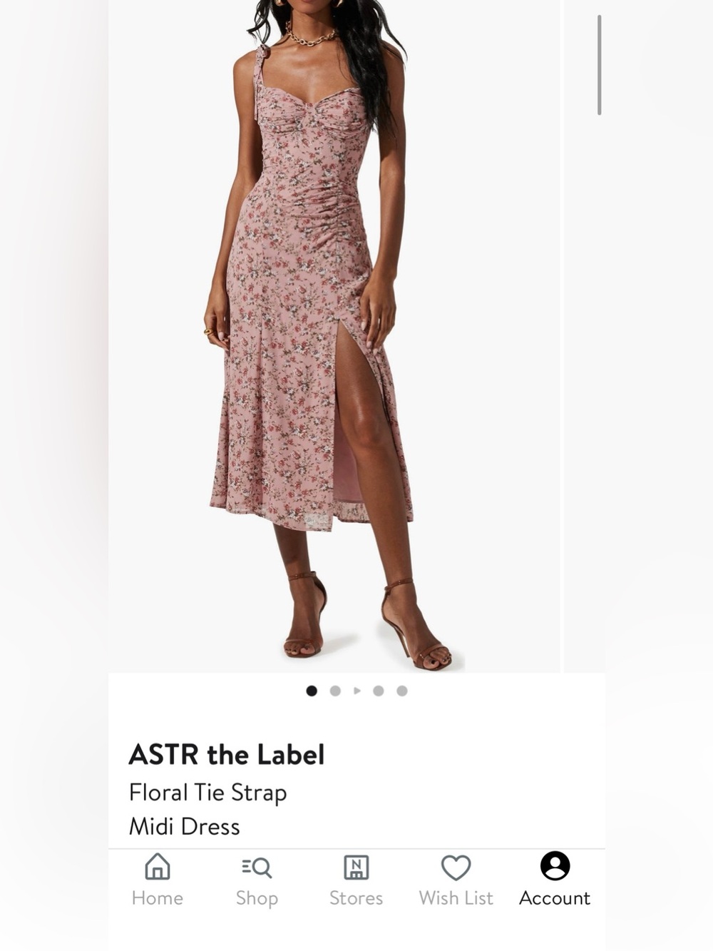 ASTR the Label Mauve Floral Tie Strap Midi Dress - Picture 2 of 4